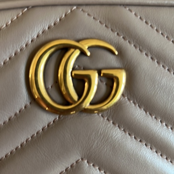 Gucci Calfskin Matelasse Mini GG Marmont Chain Shoulder Bag Porcelain Rose - Picture 6 of 10